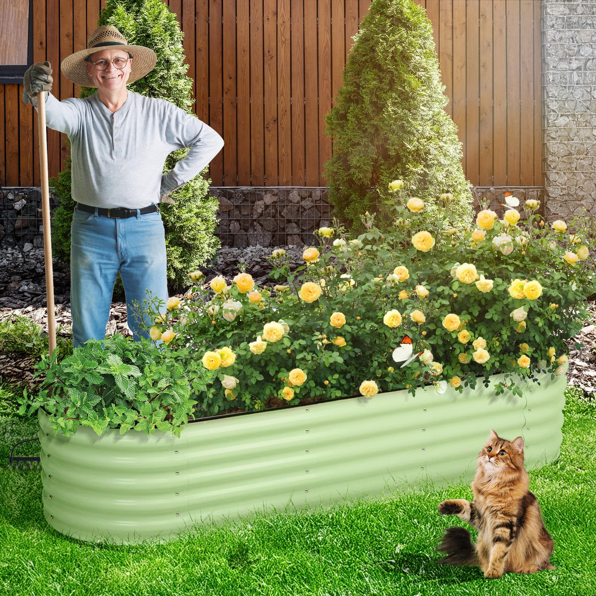 17" Tall Oval Galvanized Raised Garden Bed Kit