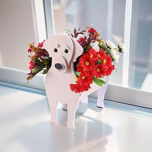 Small Labrador Beige Dog Planter Plant Pots