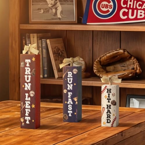 Smile Wooden Baseball Decor Blocks (Baseball)