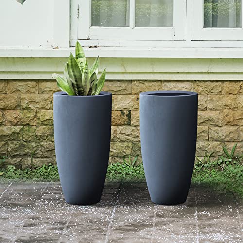 23.6" H Charcoal Concrete Tall Planters Two Pack (Charcoal / 23.6"H Two Pack)