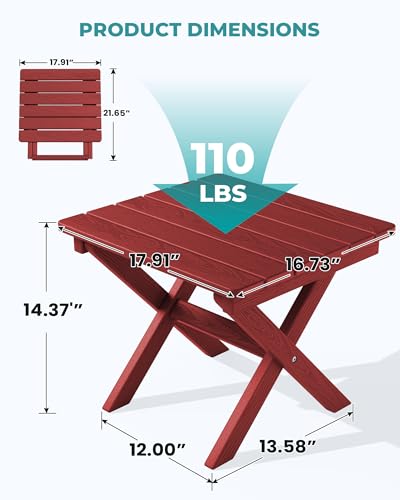 Small Folding Outdoor Side Table Set of 4 (Red / Foldable 4-pack)