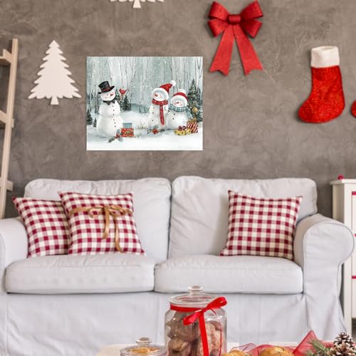 Christmas Snowman Wall Art Decor (16"L x 20"W / Snowman Family)